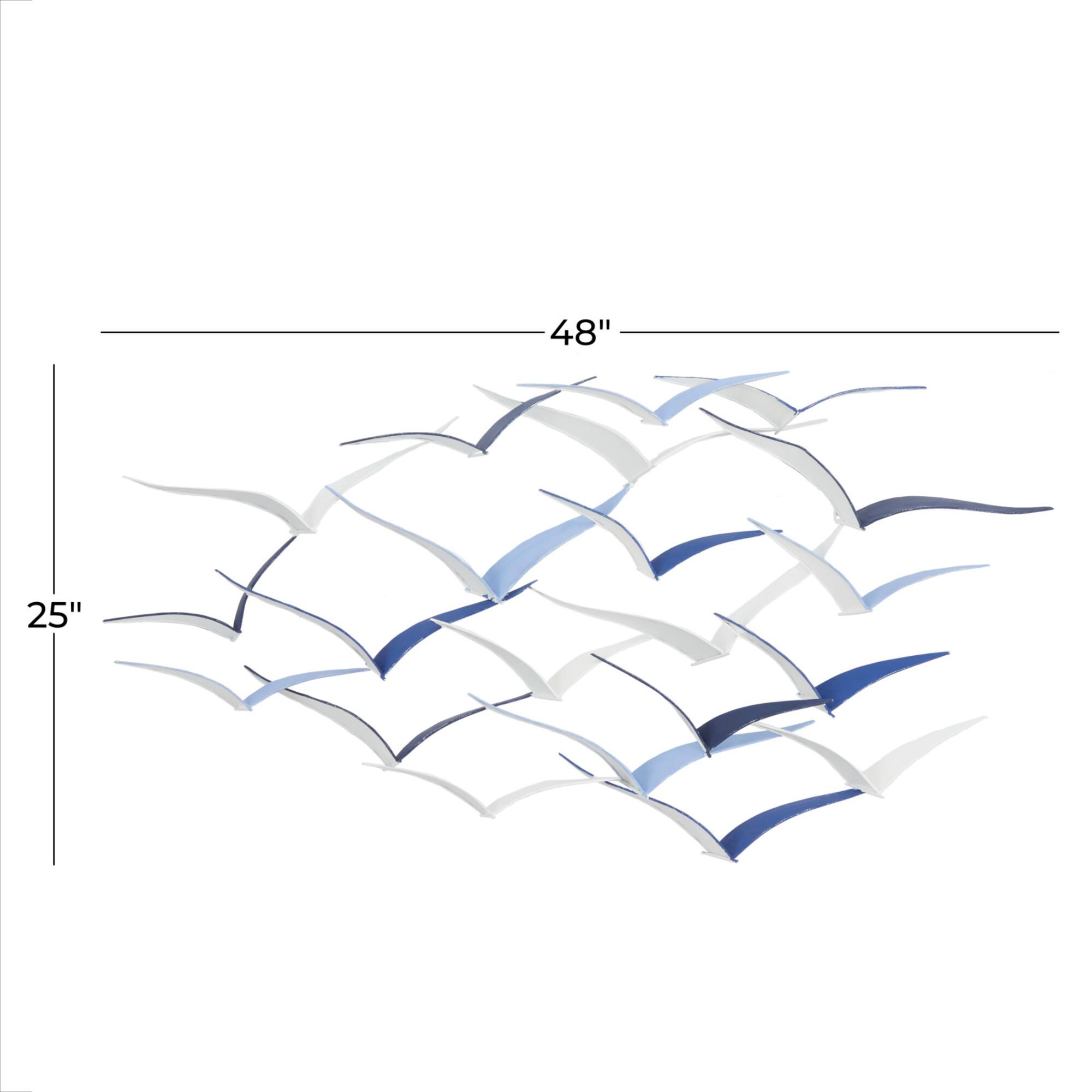 Blue Metal Coastal Wall Decor, 25" x 48" x 3"